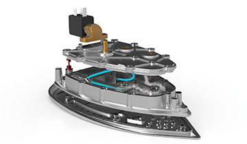 La imagen muestra la tecnología de la plancha Polti Vaporella Instant