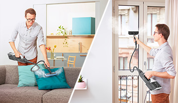 Polti Vaporetto Style limpiar las ventanas y refrescar las almohadas