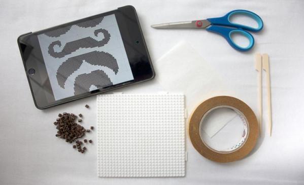 Bigotes para el día del padre con las perlas para planchar